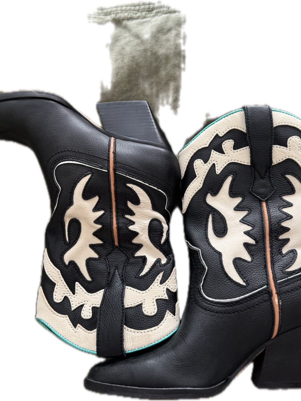 Dolce Vita Black and Cream Western Heeled Boots - Picture 4 of 4